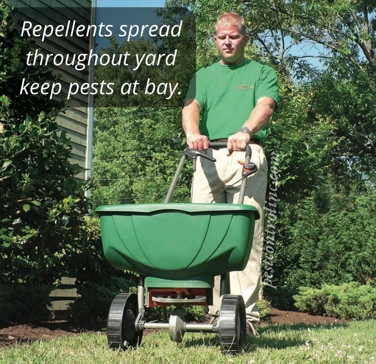 Pest Control repellents spread throughout yard